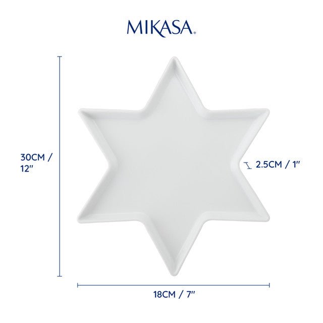 Mikasa Chalk Star Porcelain Serving Platter, White, 30cm - RUTHERFORD & Co