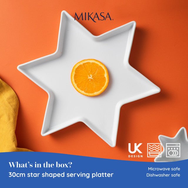 Mikasa Chalk Star Porcelain Serving Platter, White, 30cm - RUTHERFORD & Co