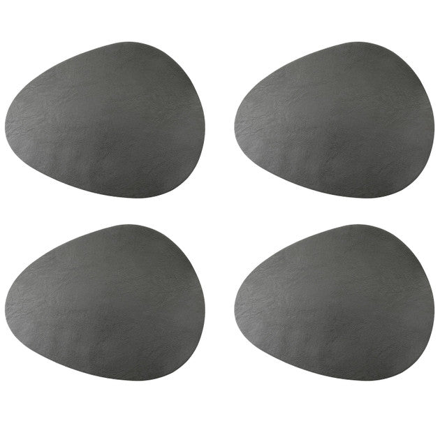 Mikasa Pebble - Shaped PU Placemats, Set of 4, Grey - RUTHERFORD & Co
