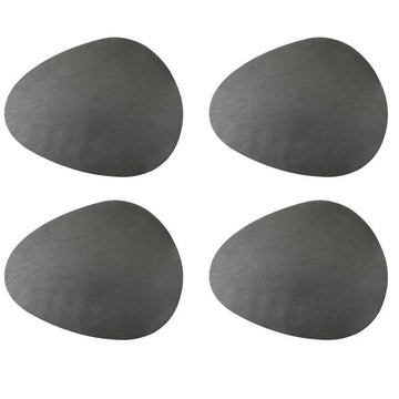 Mikasa Pebble - Shaped PU Placemats, Set of 4, Grey - RUTHERFORD & Co