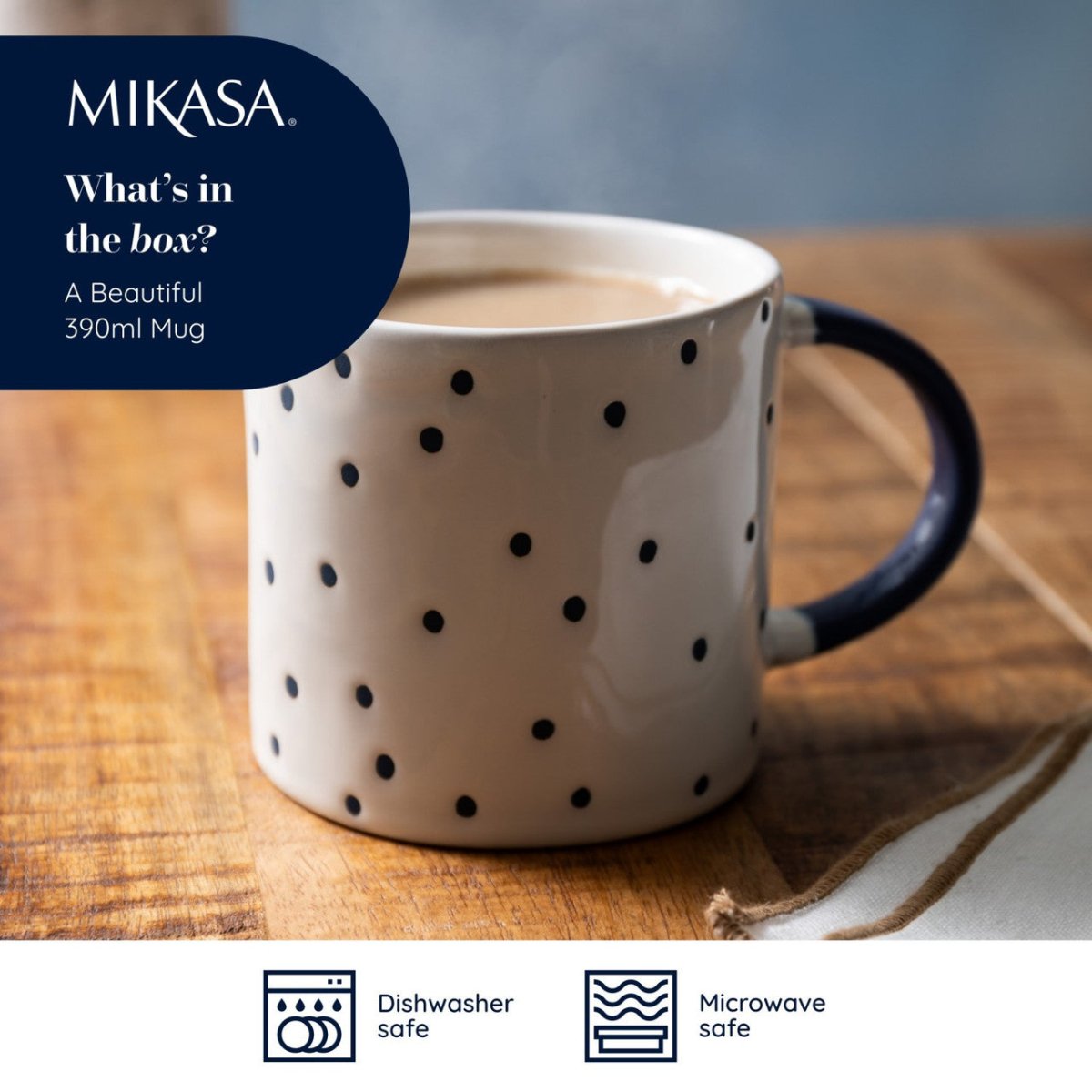 Mikasa Spotty Stoneware Mug, 390ml - RUTHERFORD & Co