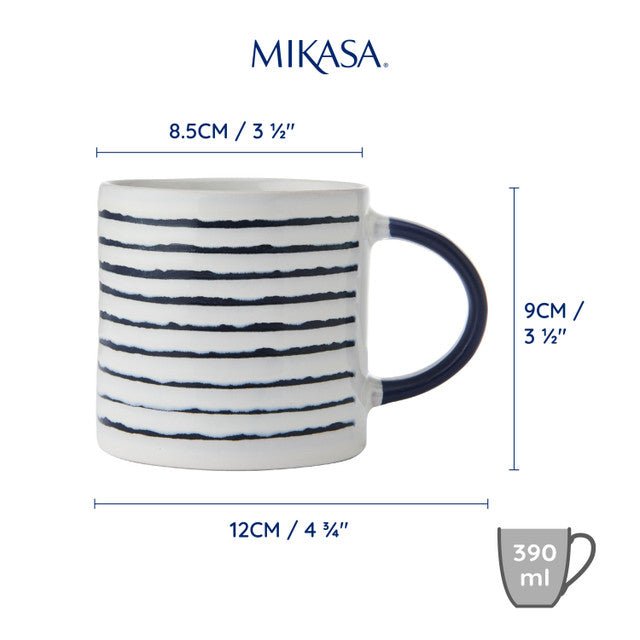 Mikasa Striped Stoneware Mug, 390ml - RUTHERFORD & Co