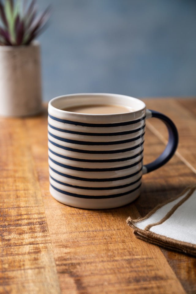 Mikasa Striped Stoneware Mug, 390ml - RUTHERFORD & Co