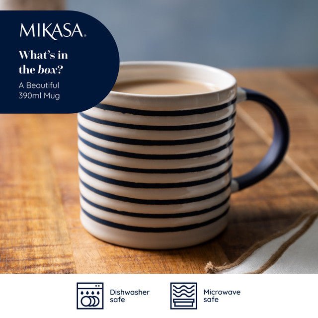 Mikasa Striped Stoneware Mug, 390ml - RUTHERFORD & Co