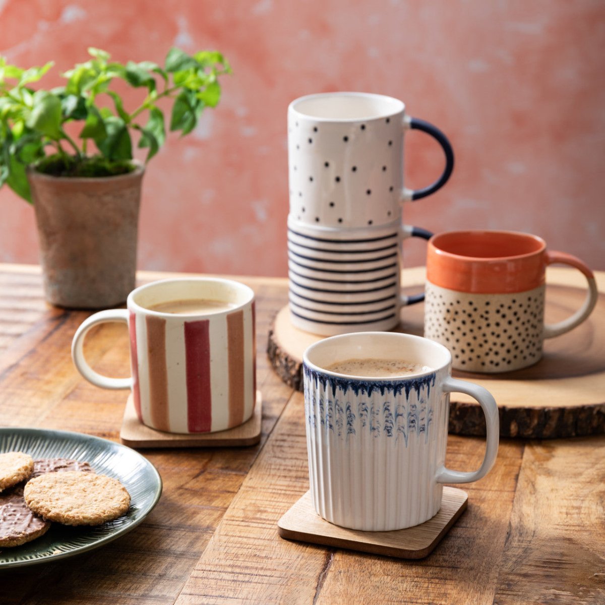 Mikasa Striped Stoneware Mug, 390ml - RUTHERFORD & Co