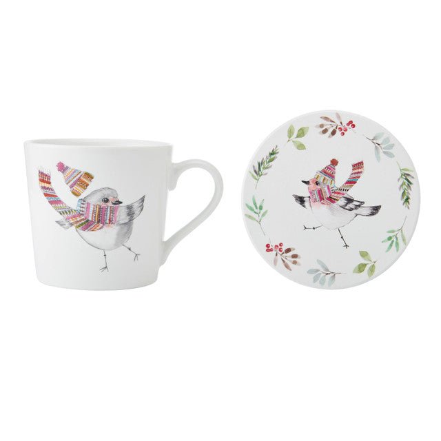 Mikasa TipperleyHill Robin Fine China Mug and Coaster Set, 380ml - RUTHERFORD & Co