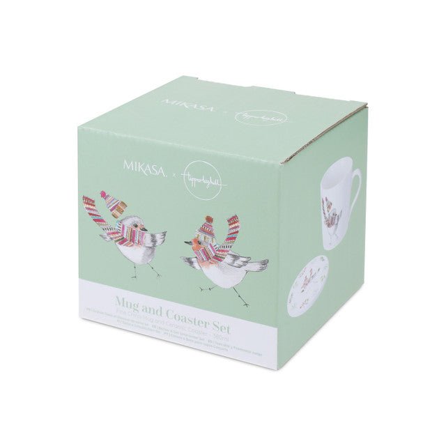 Mikasa TipperleyHill Robin Fine China Mug and Coaster Set, 380ml - RUTHERFORD & Co