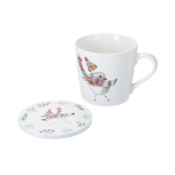 Mikasa TipperleyHill Robin Fine China Mug and Coaster Set, 380ml - RUTHERFORD & Co