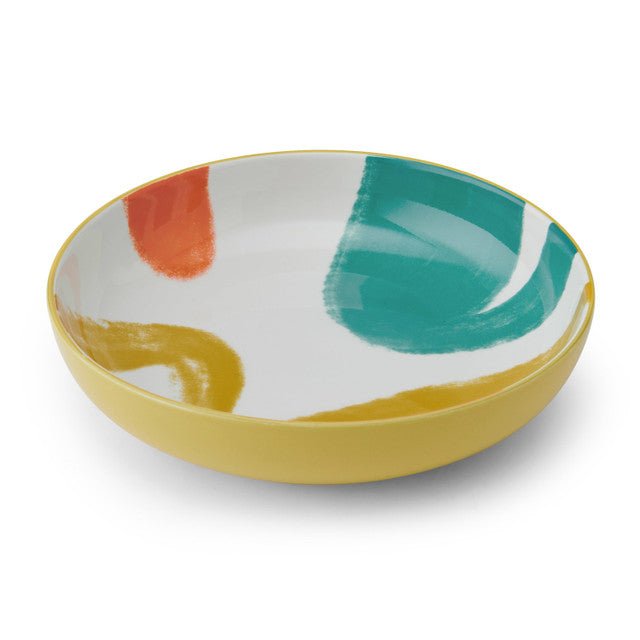 Mikasa Yellow Abstract Pattern Stoneware Bowl, 21 cm - RUTHERFORD & Co