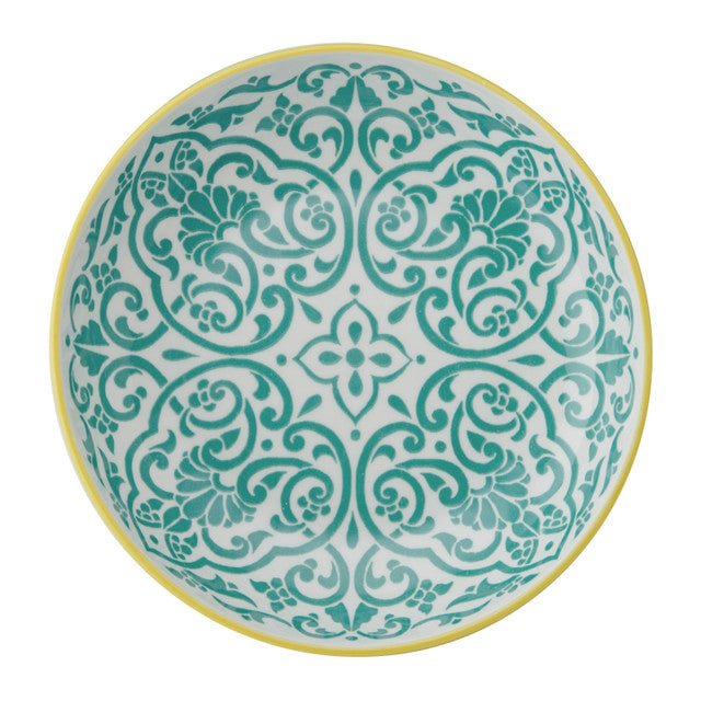 Mikasa Yellow & Blue Geometric Stoneware Bowl, 21 cm - RUTHERFORD & Co