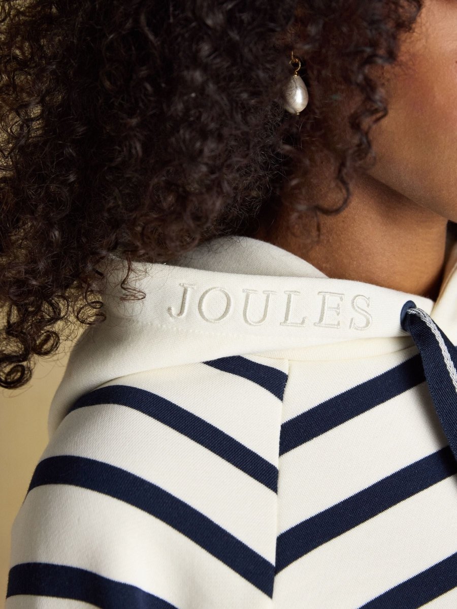 Milbourne Cream & Navy Striped Cotton Blend Hoodie - RUTHERFORD & Co