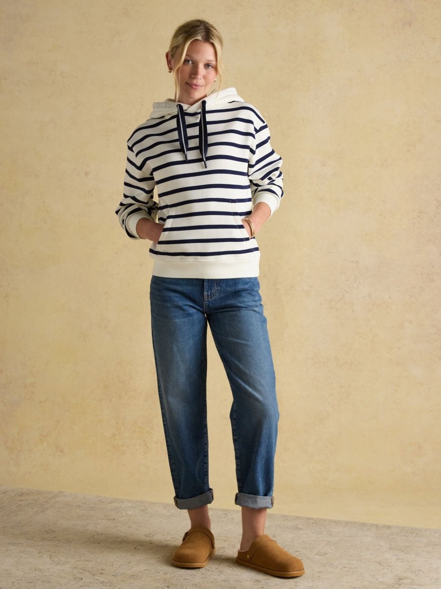 Milbourne Cream & Navy Striped Hoodie - RUTHERFORD & Co