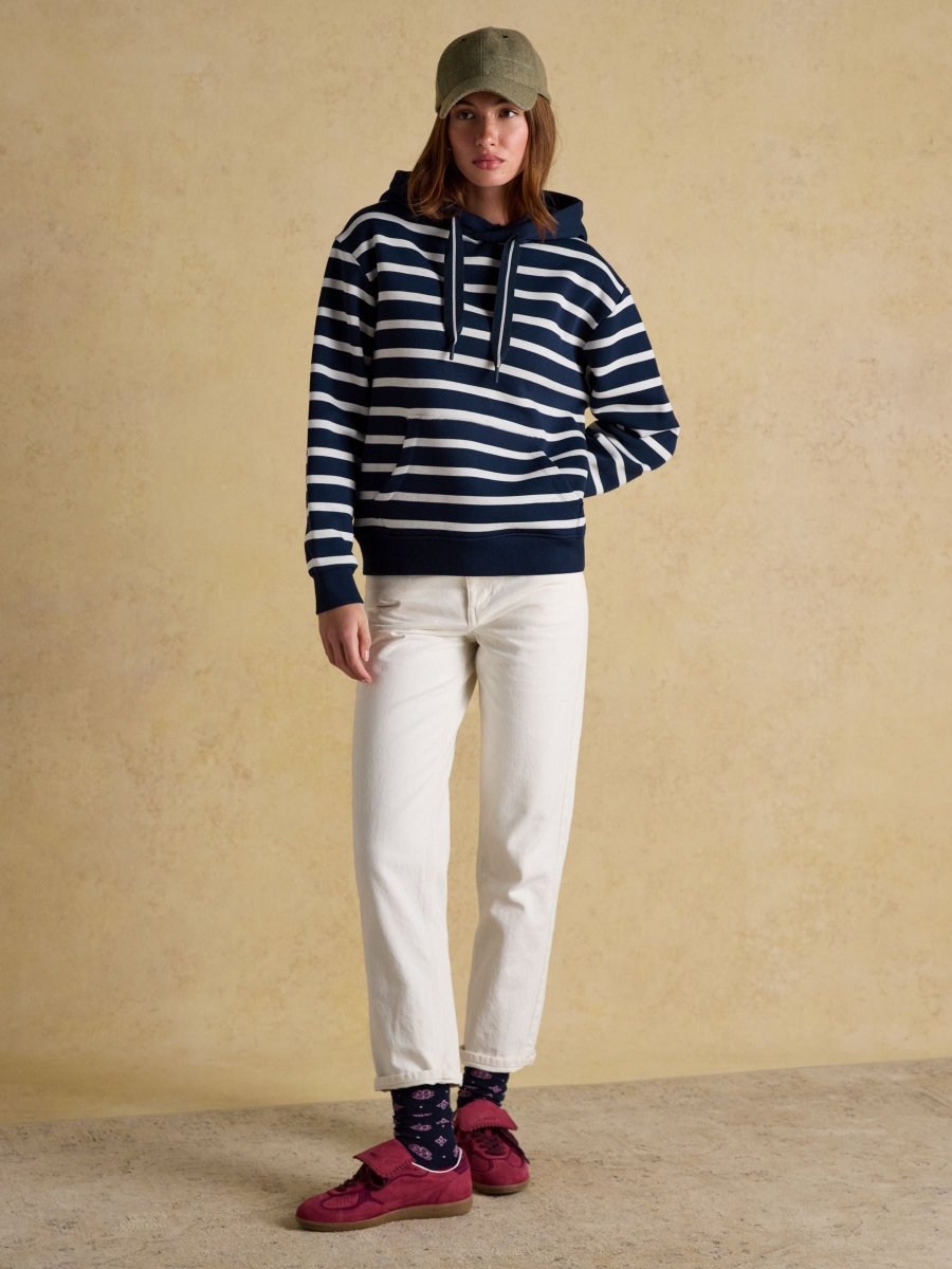 Milbourne Navy & Cream Striped Hoodie - RUTHERFORD & Co