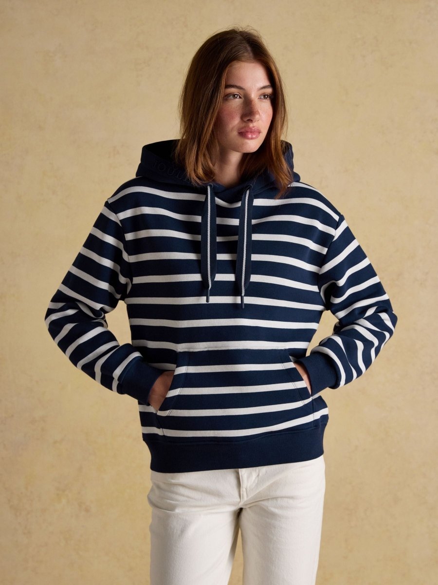 Milbourne Navy & Cream Striped Hoodie - RUTHERFORD & Co