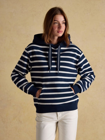 Milbourne Navy & Cream Striped Hoodie - RUTHERFORD & Co