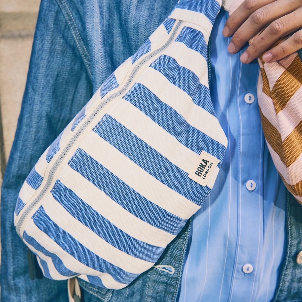 Mill Hill Crossbody Bag in Denim Stripe - RUTHERFORD & Co