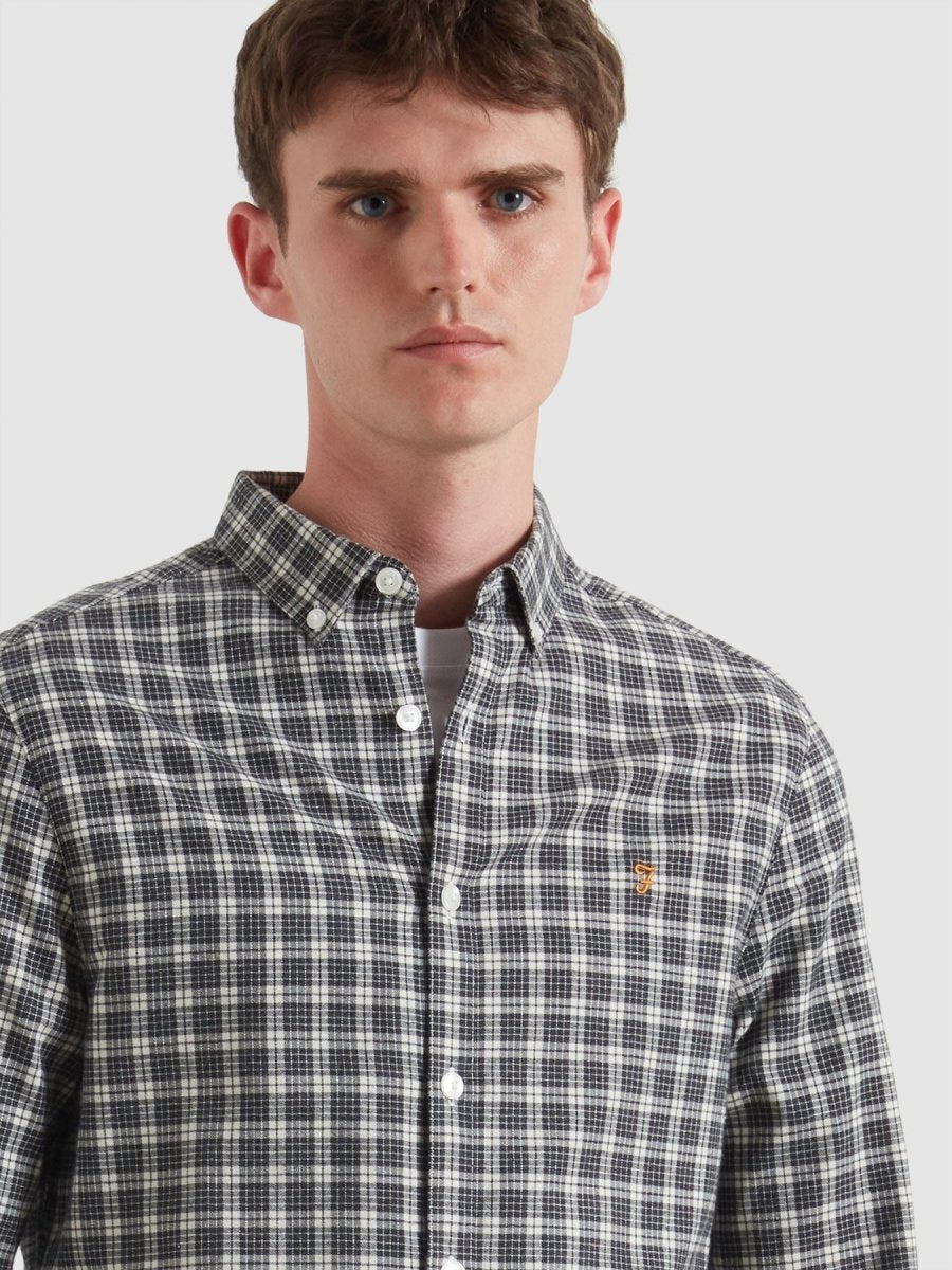 Milners Check Shirt In Charcoal Marl - RUTHERFORD & Co