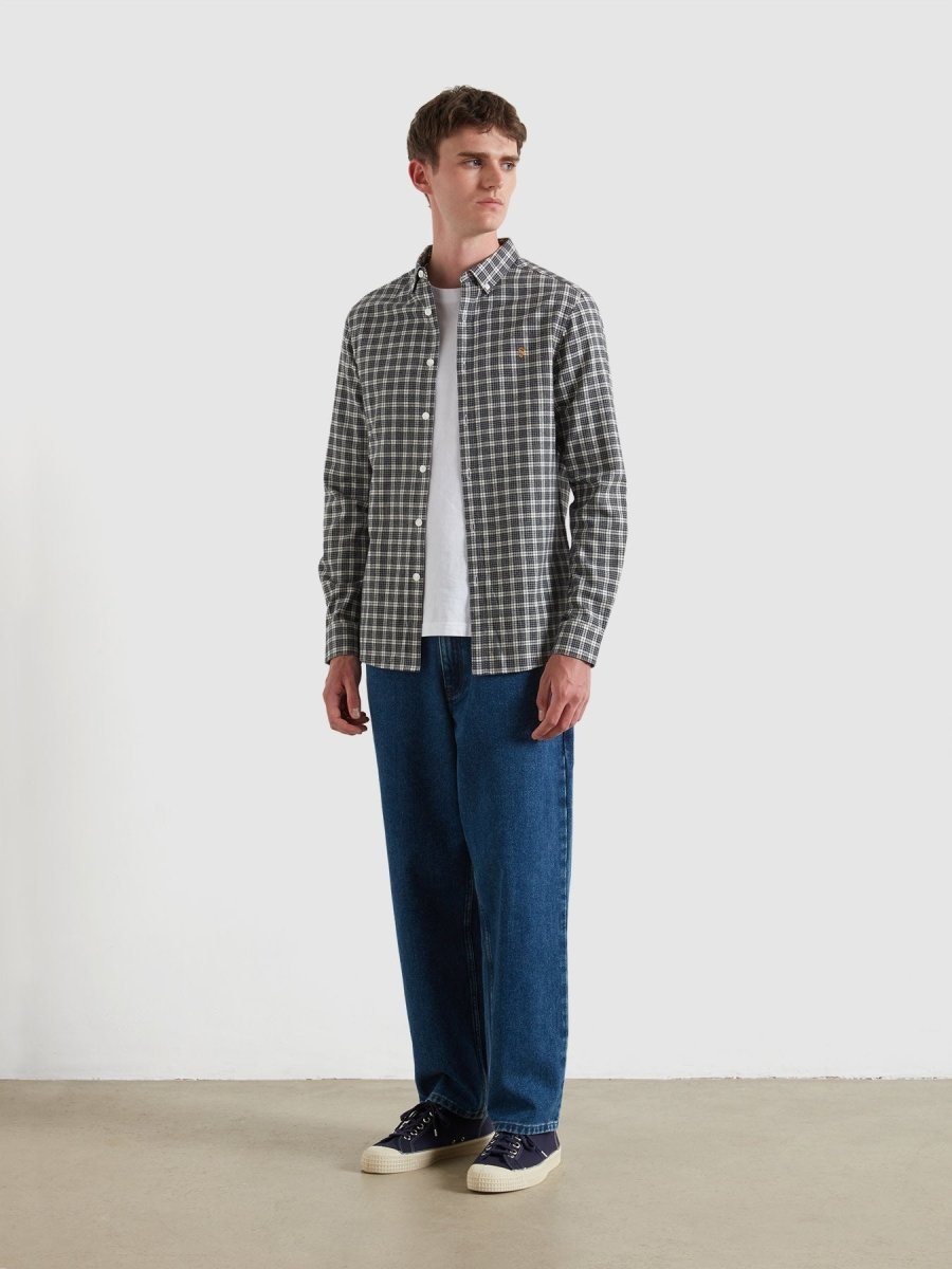 Milners Check Shirt In Charcoal Marl - RUTHERFORD & Co