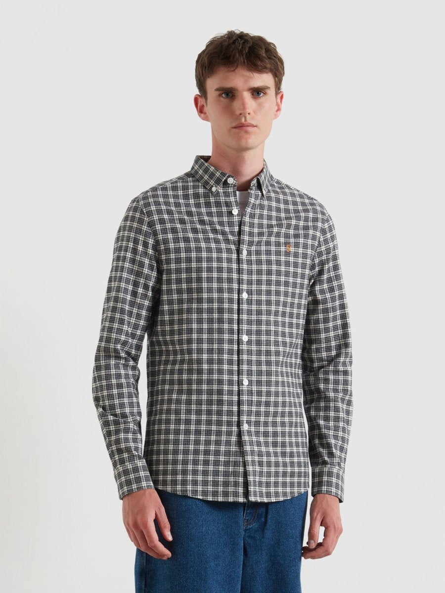Milners Check Shirt In Charcoal Marl - RUTHERFORD & Co