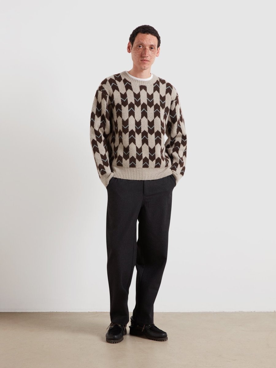 Milt Fairisle Sweater In Dark Brown - RUTHERFORD & Co