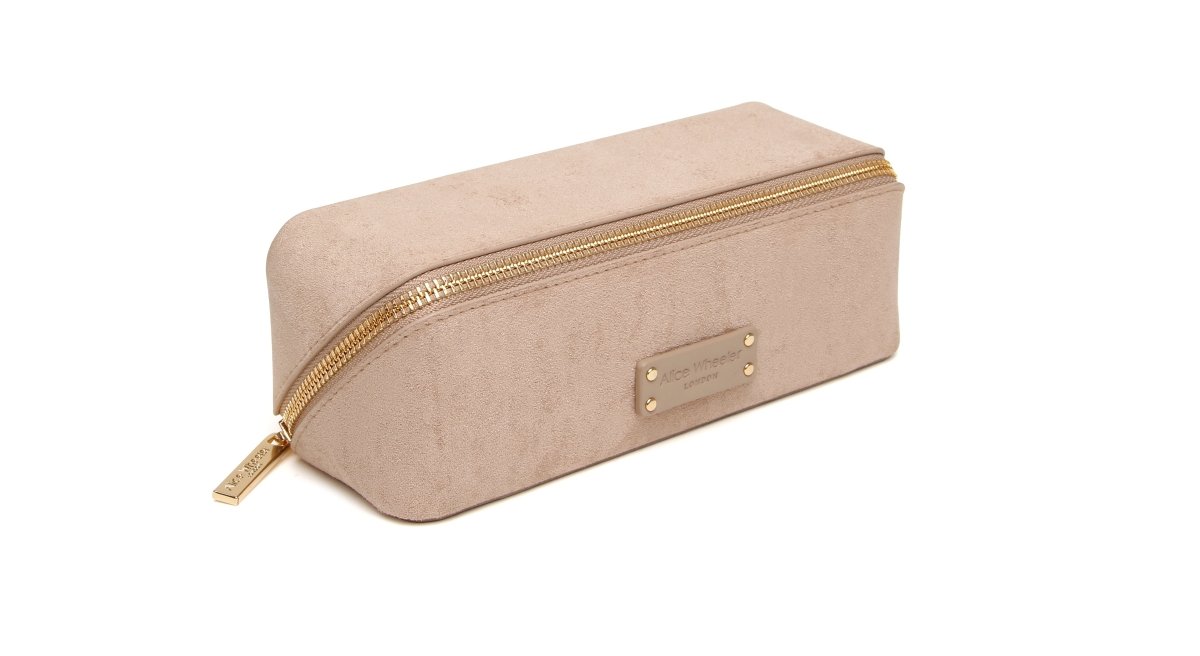 Mink Kensington Suede Small Train Case - RUTHERFORD & Co