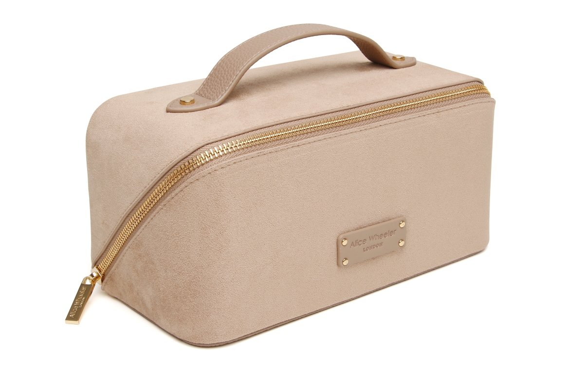 Mink Kensington Suede Train Case - RUTHERFORD & Co