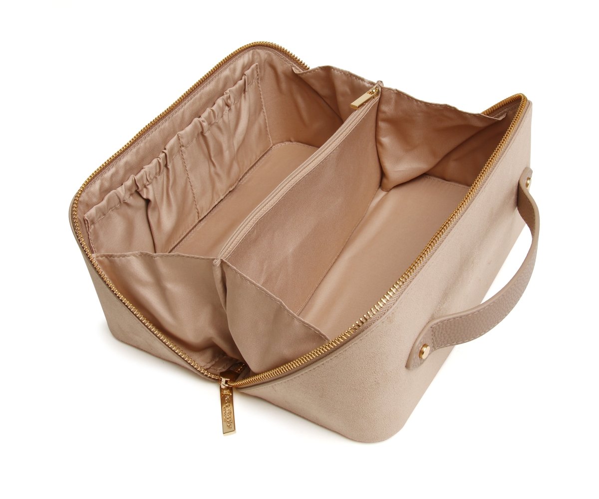 Mink Kensington Suede Train Case - RUTHERFORD & Co