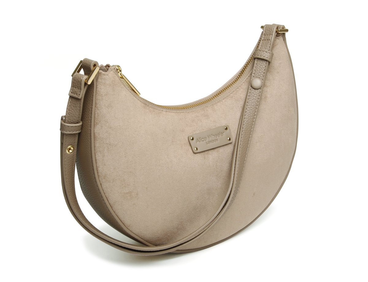 Mink - Kensington Suedette Shoulder and Crossbody Bag - RUTHERFORD & Co
