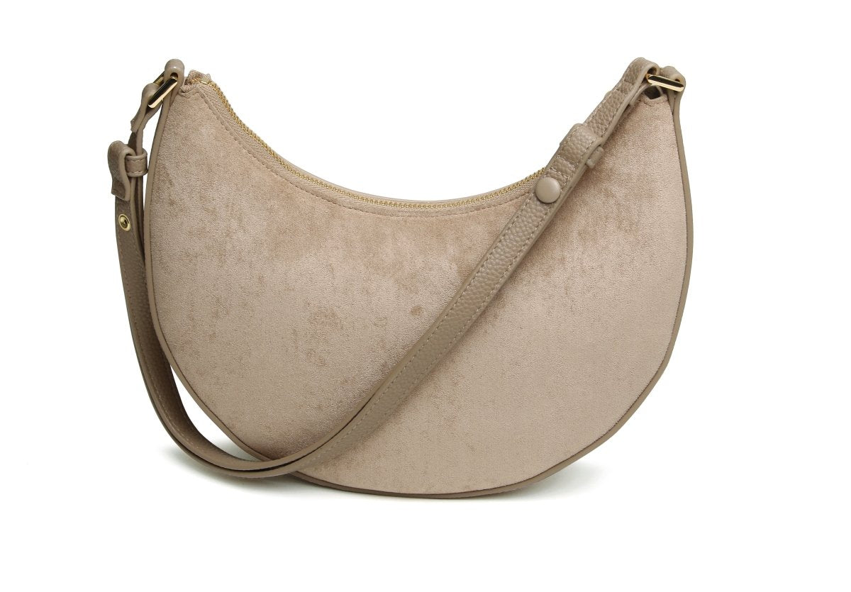 Mink - Kensington Suedette Shoulder and Crossbody Bag - RUTHERFORD & Co