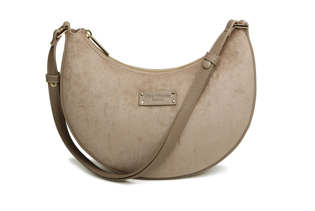 Mink - Kensington Suedette Shoulder and Crossbody Bag - RUTHERFORD & Co
