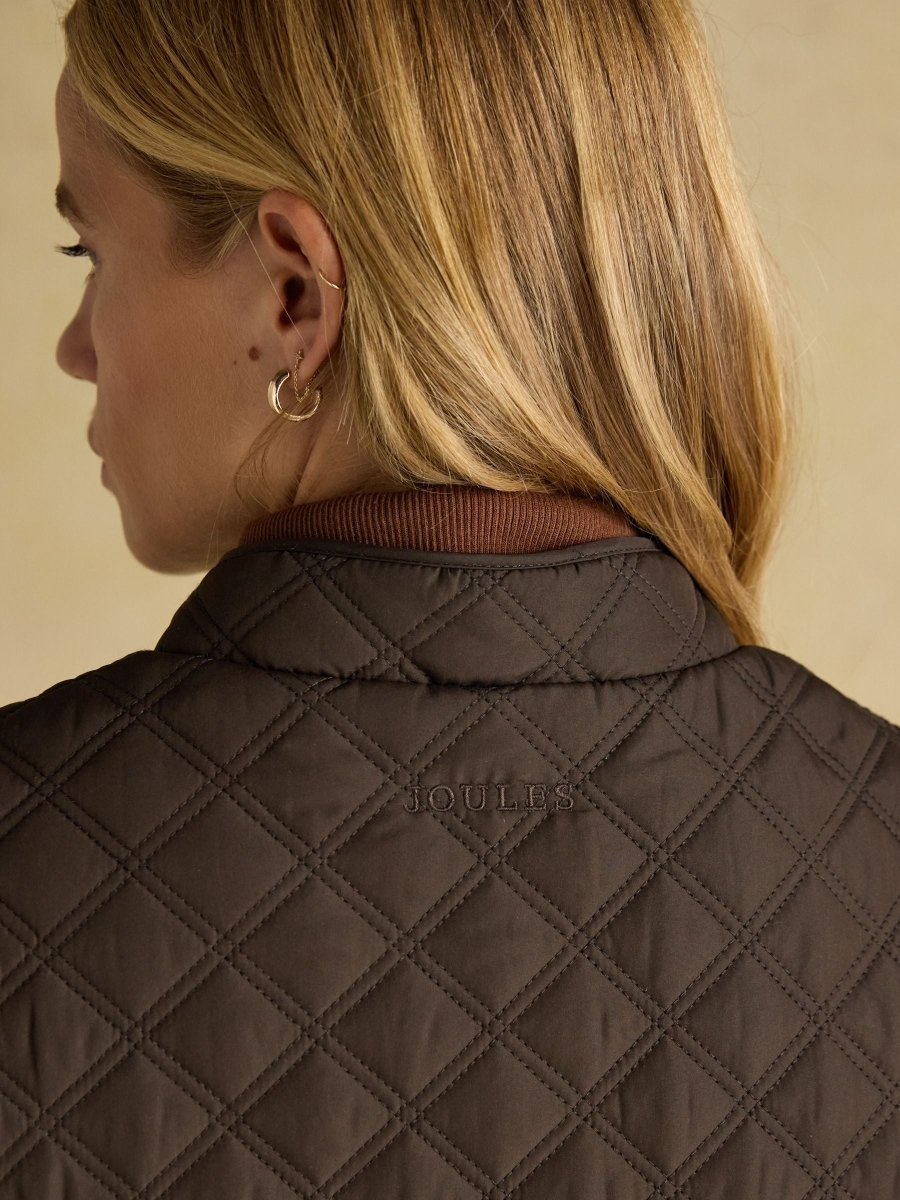 Minx Brown Showerproof Diamond Quilted Gilet with Adjustable Waist - RUTHERFORD & Co
