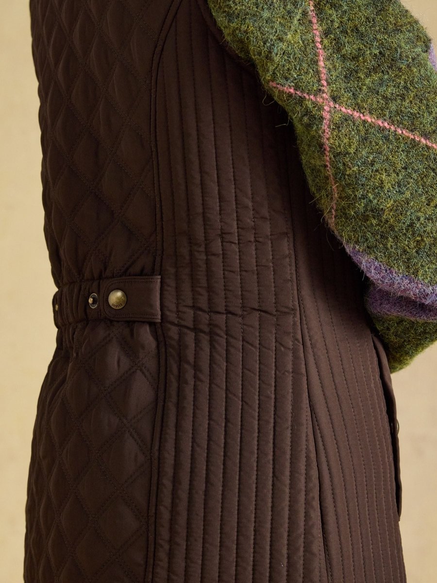 Minx Chocolate Brown Showerproof Diamond Quilted Gilet - RUTHERFORD & Co