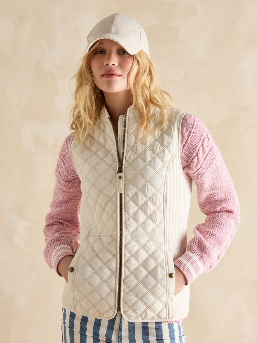 Minx Cream Showerproof Diamond Quilted Gilet - RUTHERFORD & Co
