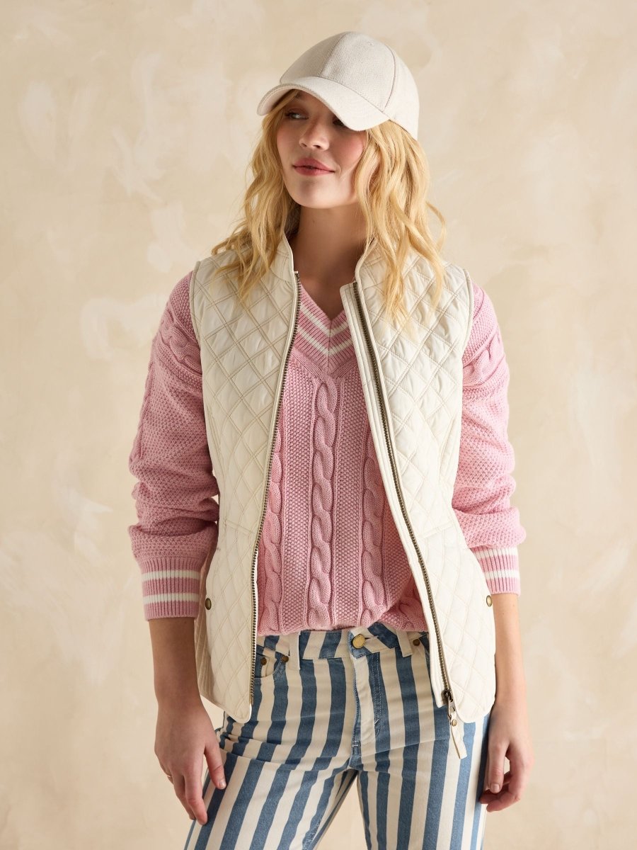 Minx Cream Showerproof Diamond Quilted Gilet - RUTHERFORD & Co
