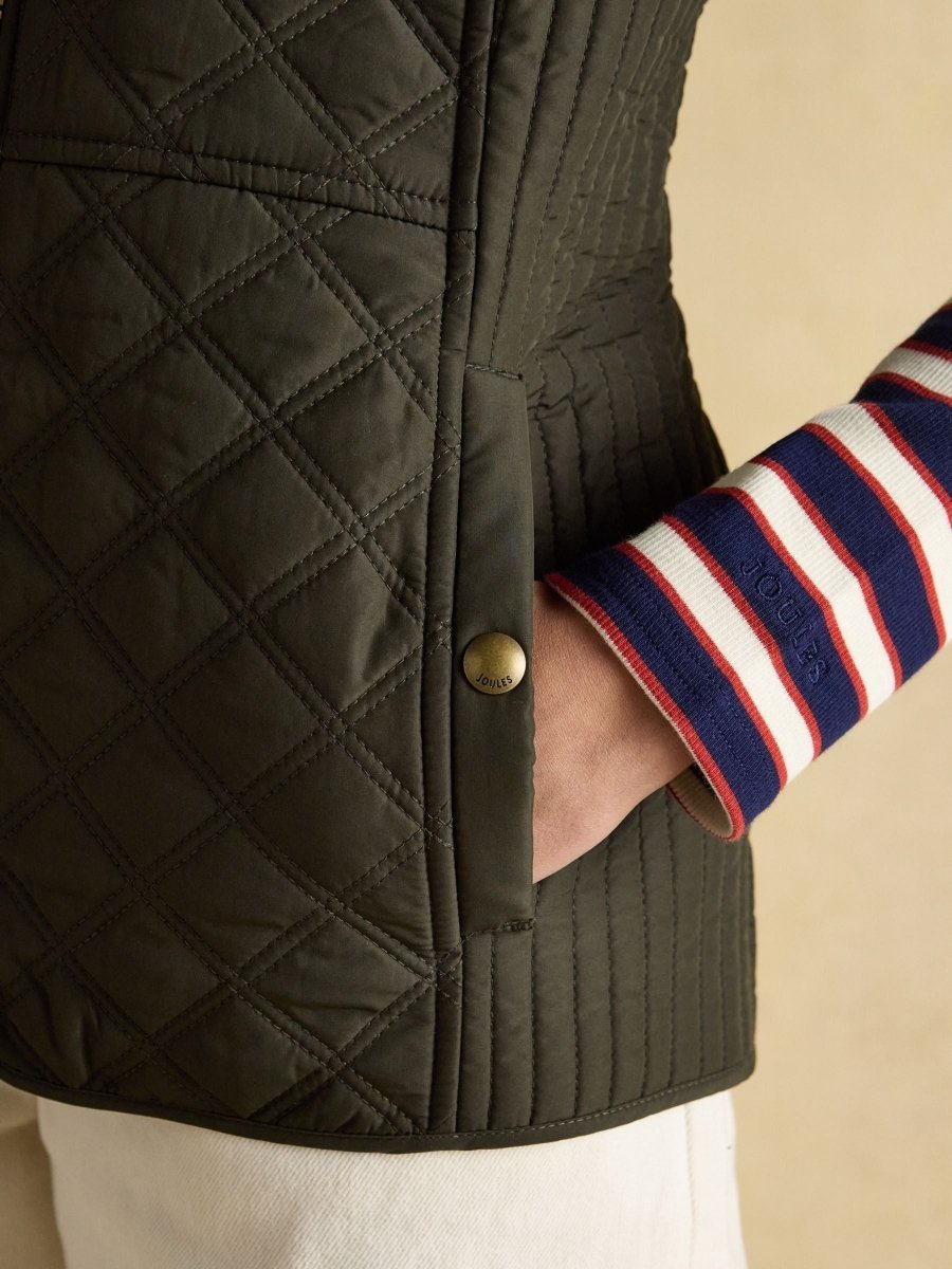 Minx Green Showerproof Diamond Quilted Gilet - RUTHERFORD & Co