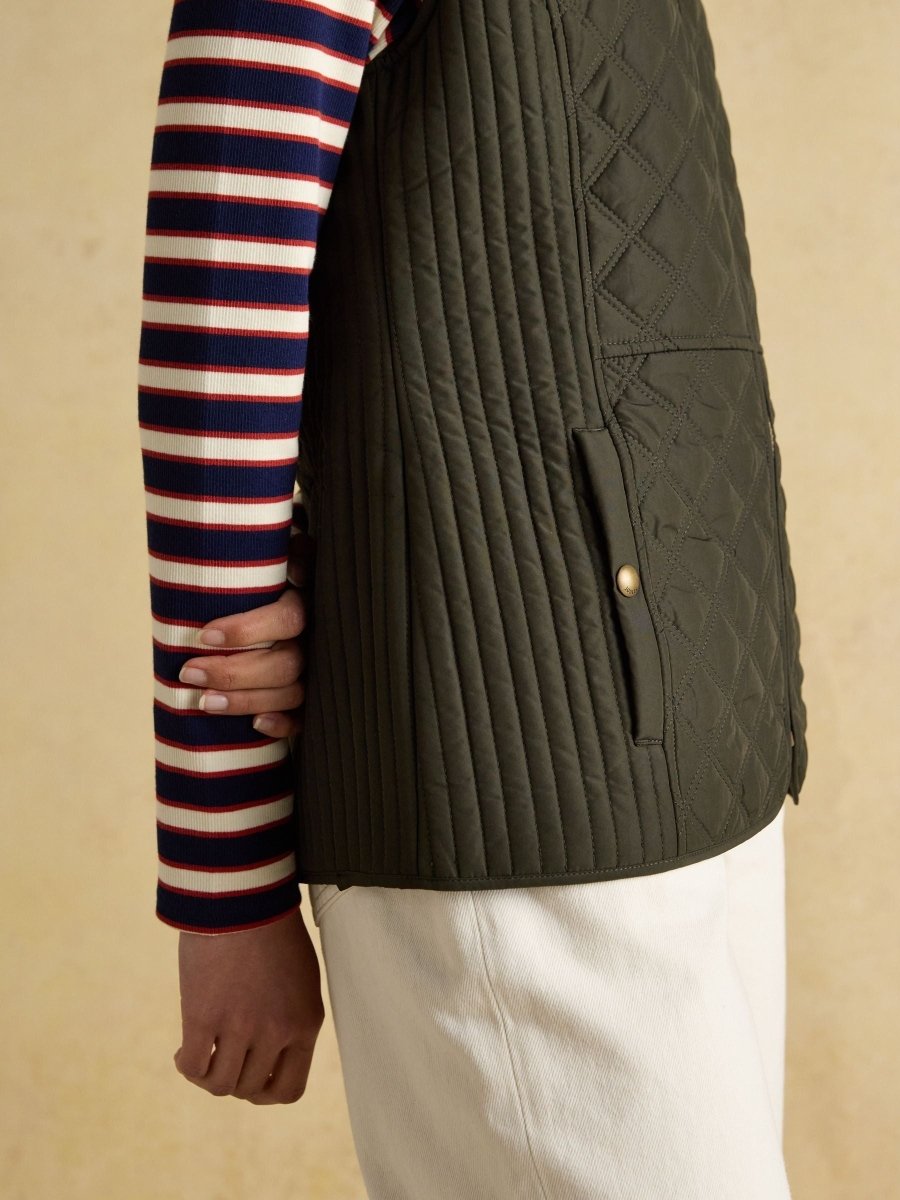 Minx Green Showerproof Diamond Quilted Gilet - RUTHERFORD & Co