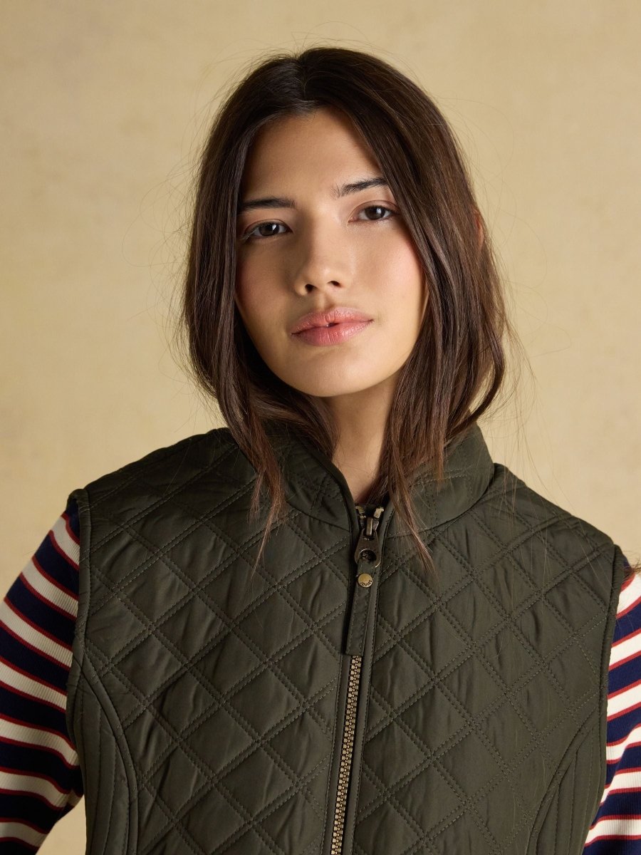 Minx Green Showerproof Diamond Quilted Gilet - RUTHERFORD & Co
