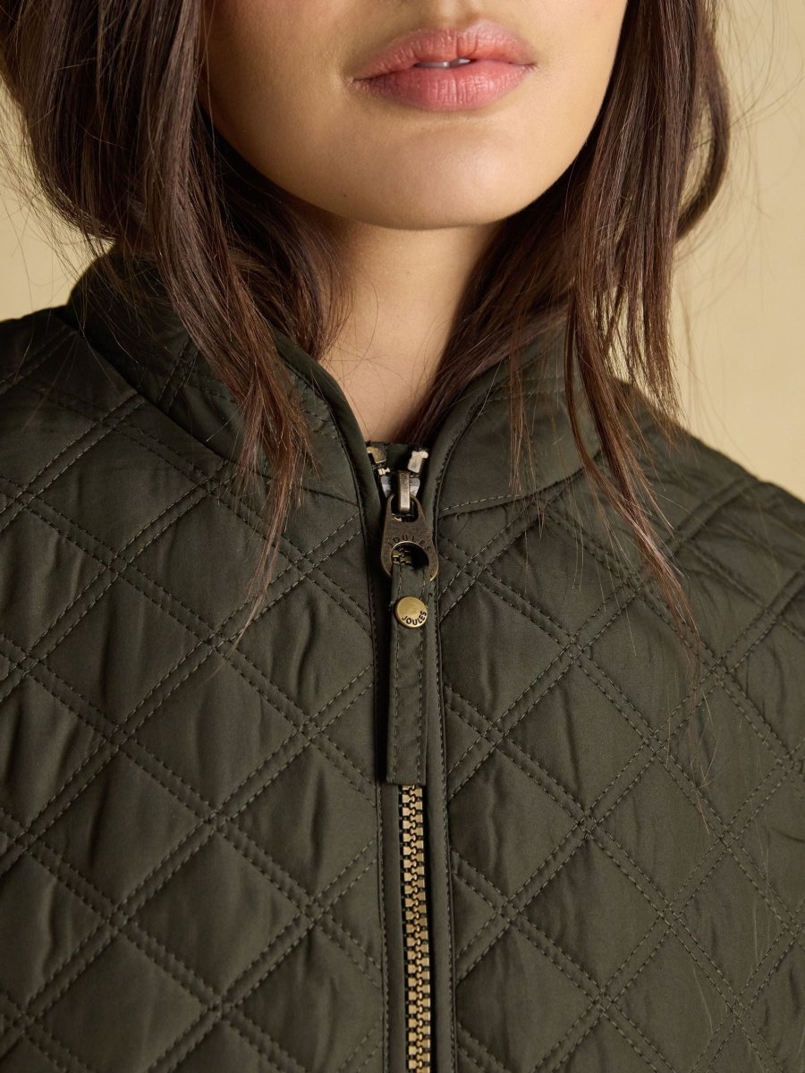 Minx Green Showerproof Diamond Quilted Gilet - RUTHERFORD & Co