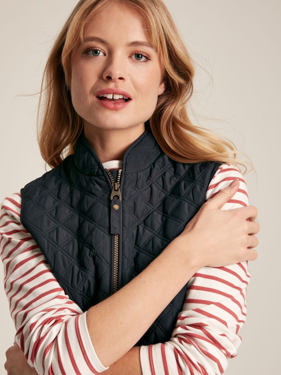 Minx Navy Showerproof Diamond Quilted Gilet - RUTHERFORD & Co