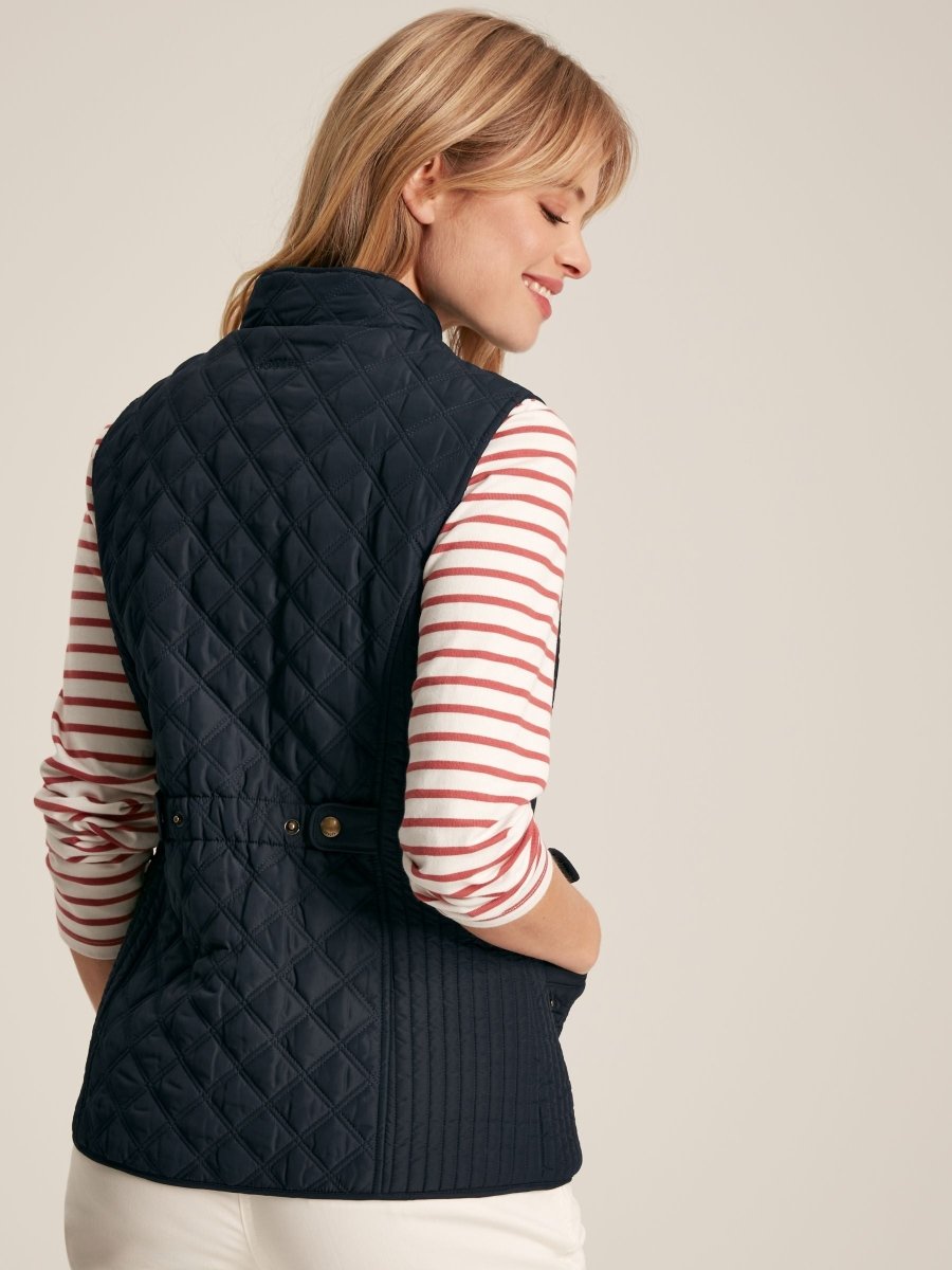 Minx Navy Showerproof Diamond Quilted Gilet - RUTHERFORD & Co