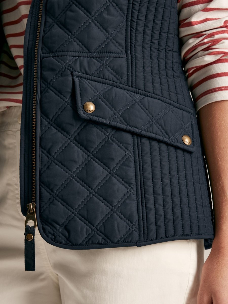 Minx Navy Showerproof Diamond Quilted Gilet - RUTHERFORD & Co
