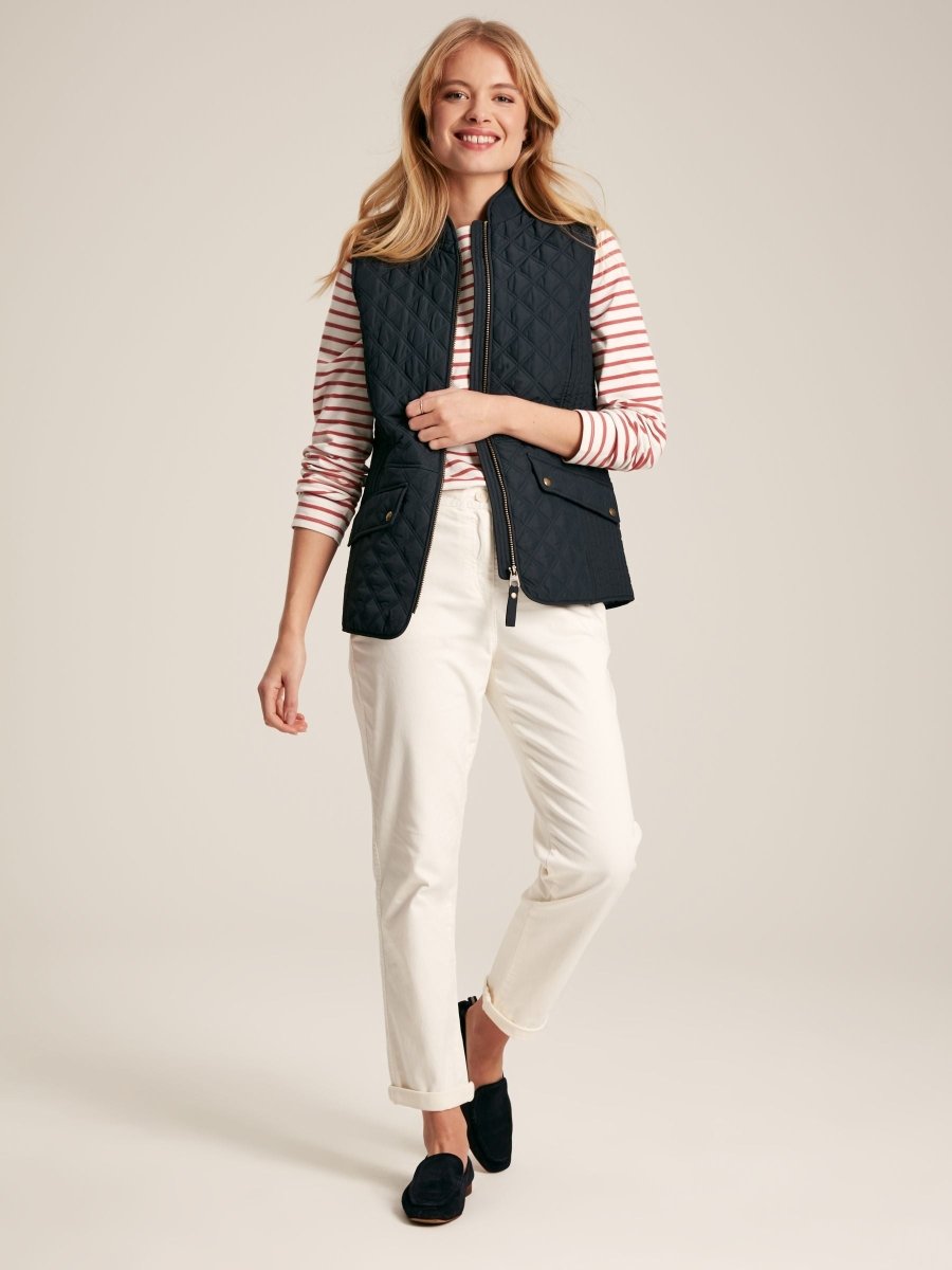 Minx Navy Showerproof Diamond Quilted Gilet - RUTHERFORD & Co
