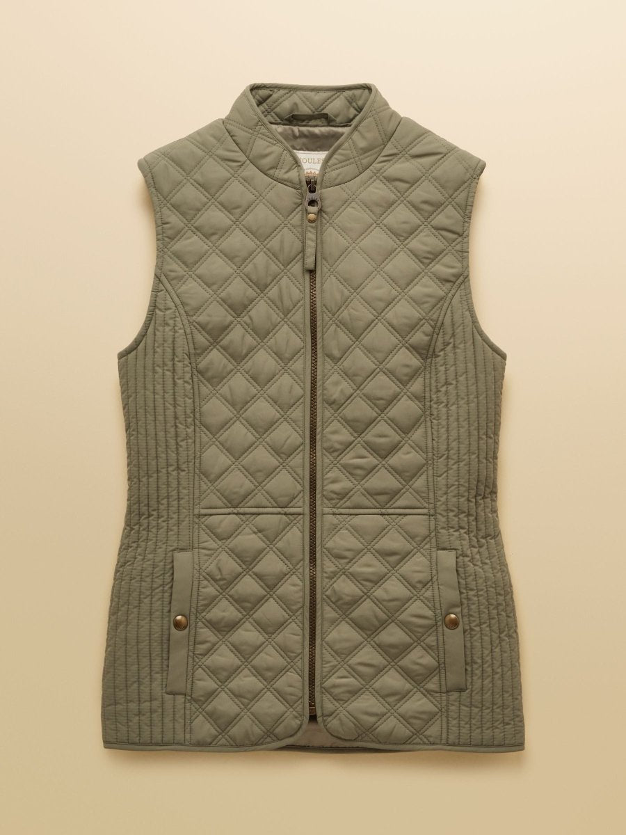 Minx Sage Green Showerproof Diamond Quilted Gilet - RUTHERFORD & Co