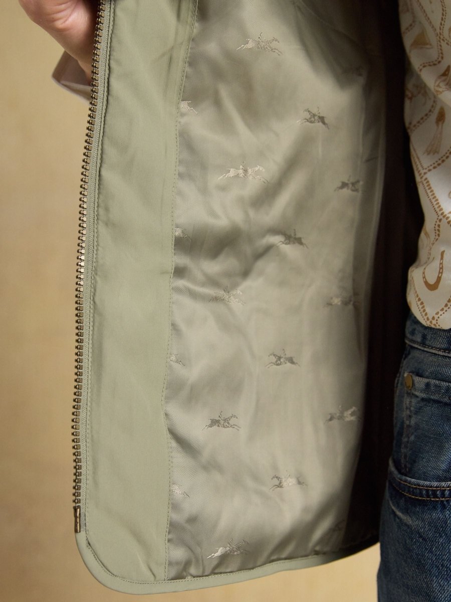 Minx Sage Green Showerproof Diamond Quilted Gilet - RUTHERFORD & Co