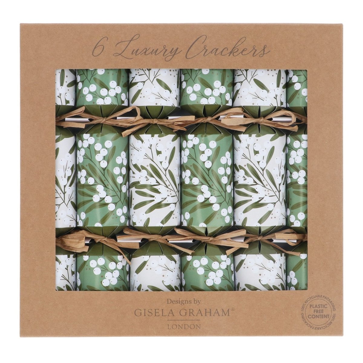 Mistletoe Green & Ivory Crackers/Box of 6 - RUTHERFORD & Co