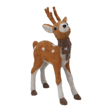 Mixed Wool Deer Orn, 30cm - RUTHERFORD & Co