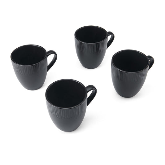 Mikasa Jardin Midnight 4-Piece Stoneware Mug Set, 420ml, Black