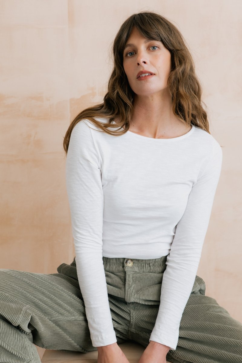 Monica Organic Cotton Jersey Top White - RUTHERFORD & Co