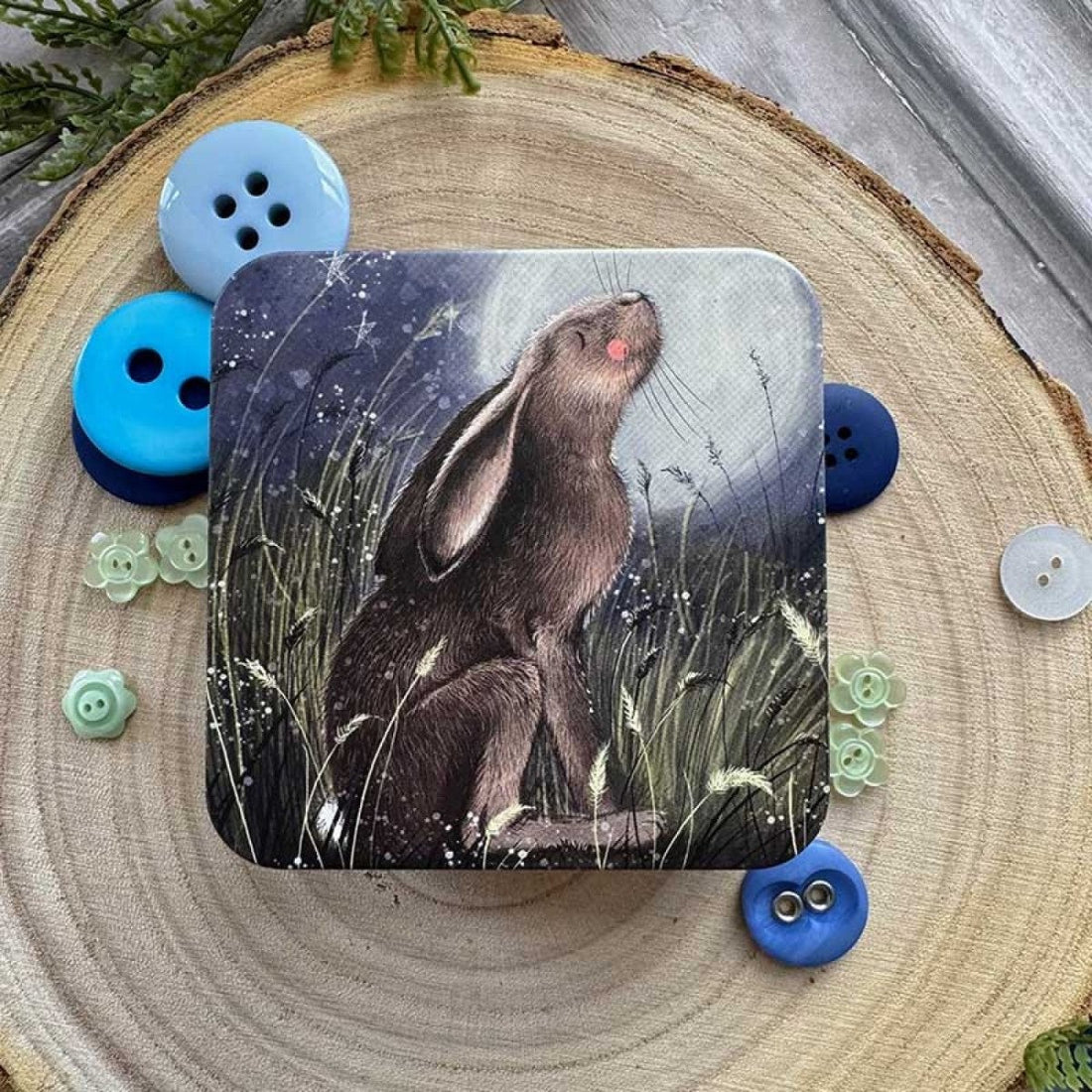 Moon Gazing Hare Square Tin - RUTHERFORD & Co