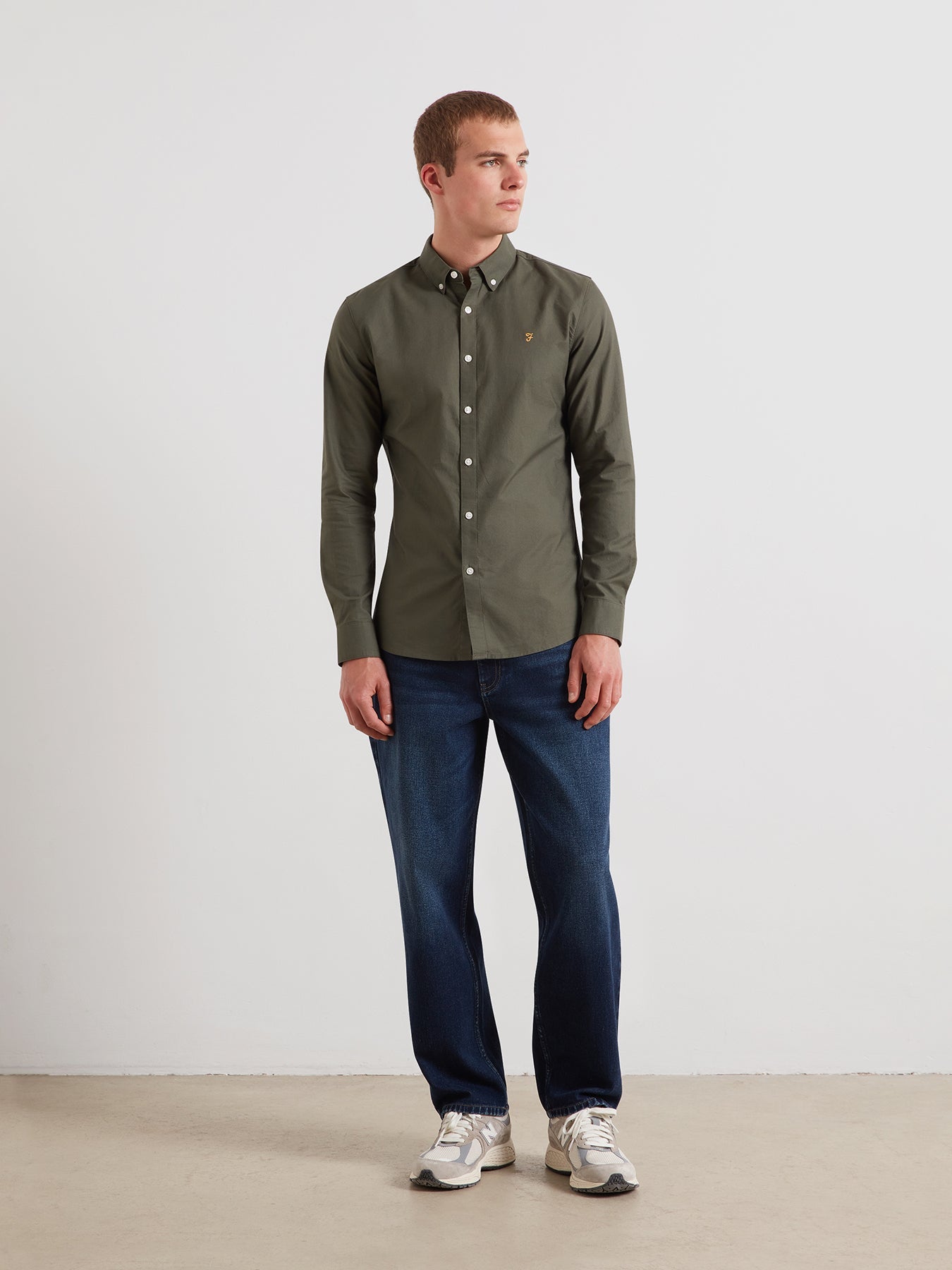 Brewer Slim Fit Organic Cotton Oxford Shirt In Rosemary